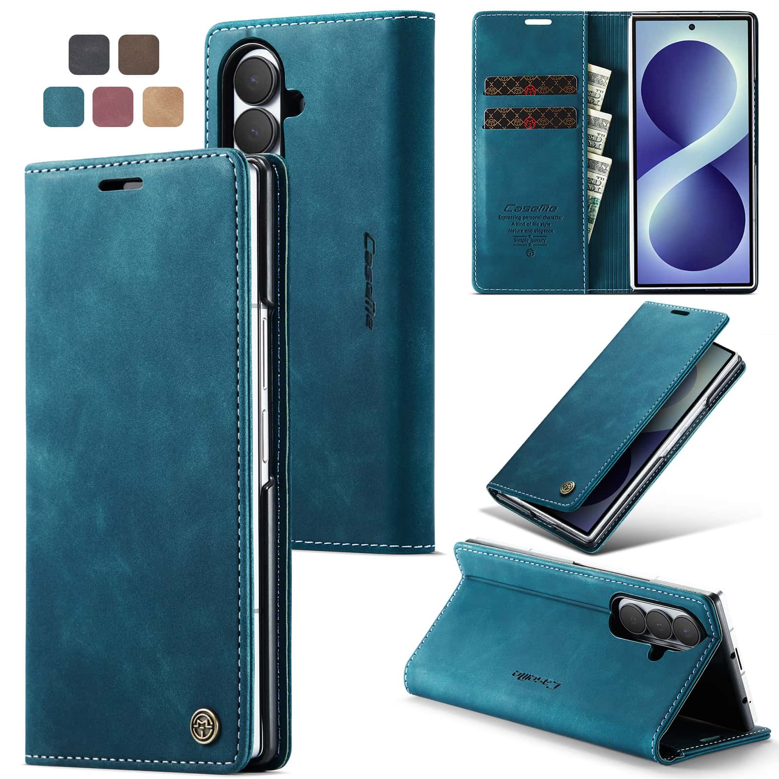 Leather Folio Wallet Case - Capa Carteira de Couro Magnética para
