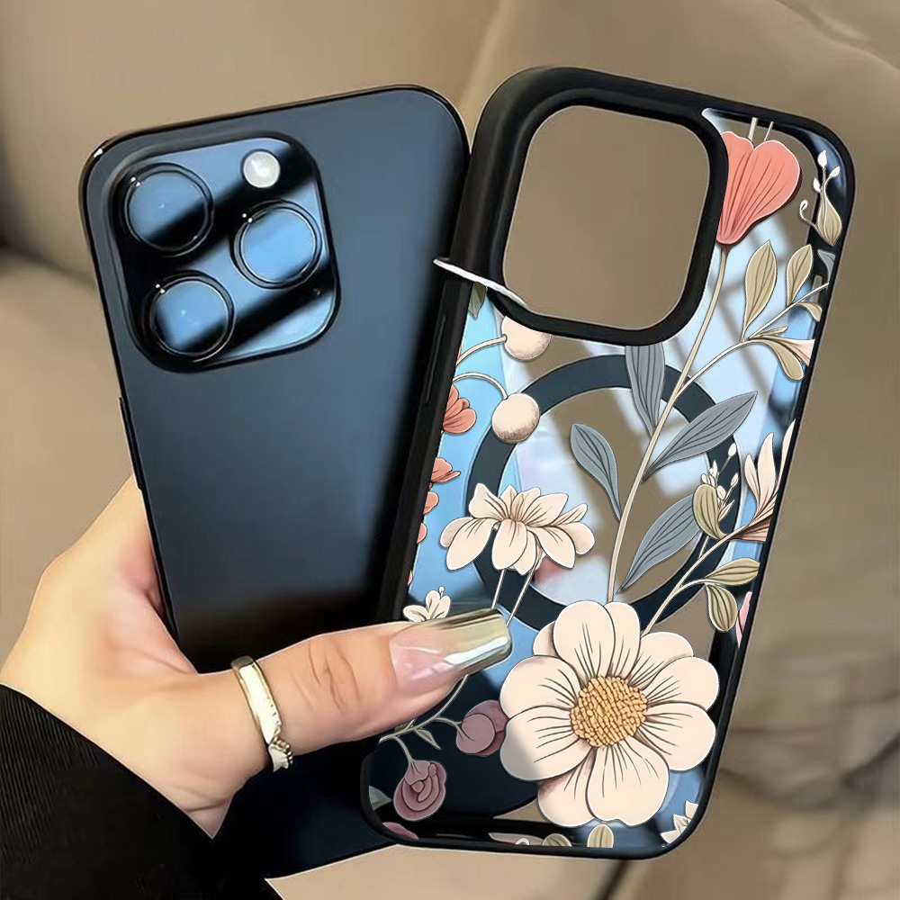 Phone Cases Iphone 17 - Capa Transparente Antichoque Floral com Borda