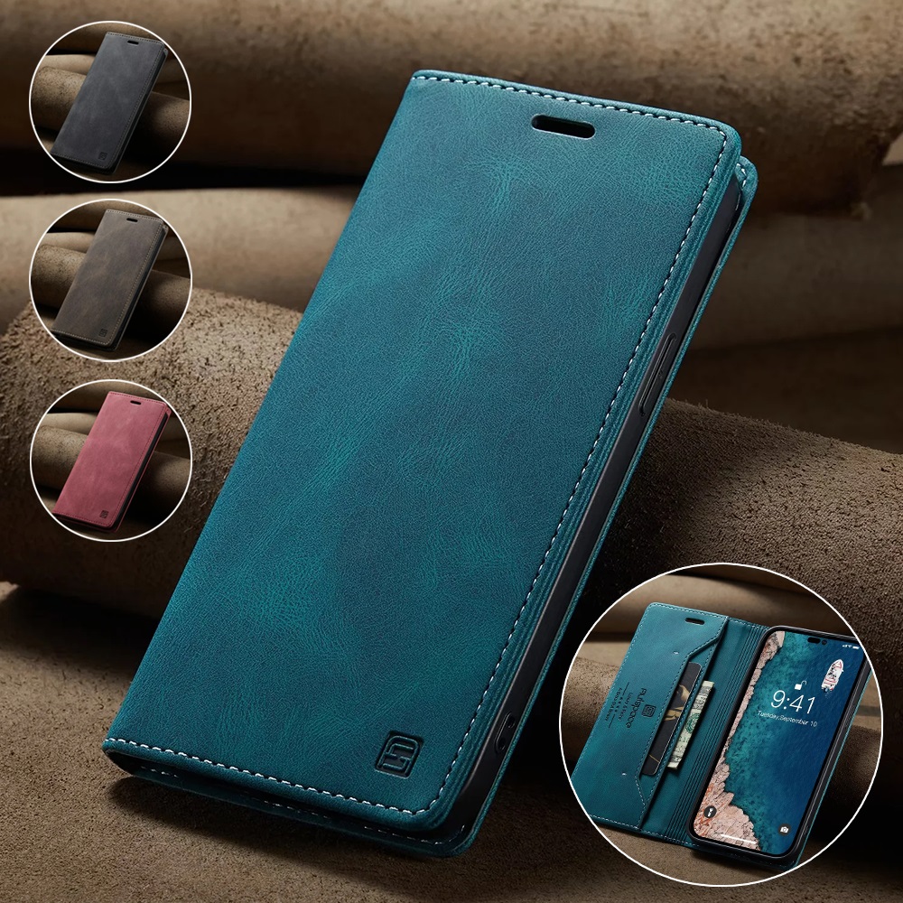 Leather Folio Wallet Case - Casos de couro para iphone 14