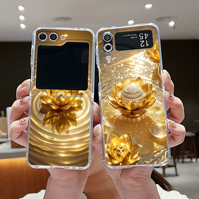 Phone Cases Z Fold 6 - Criativo ouro flor de lótus padrão
