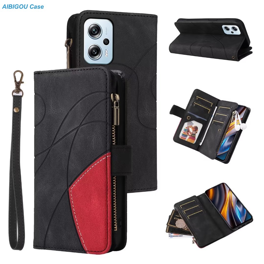 Leather Folio Wallet Case - Capa de Couro Luxuosa com Zíper