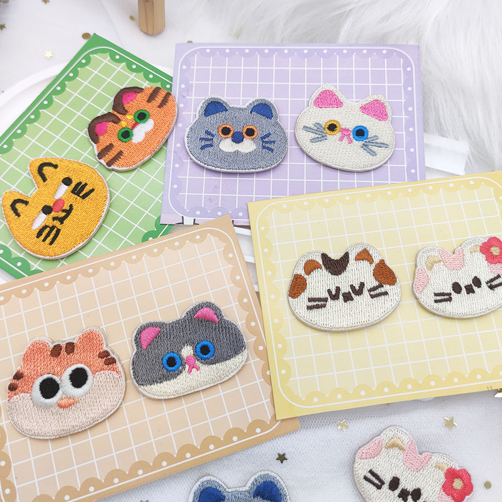 Phone Cases Eco Friendly - Auto-adesivo bordado Cat Head Patch, Scratch