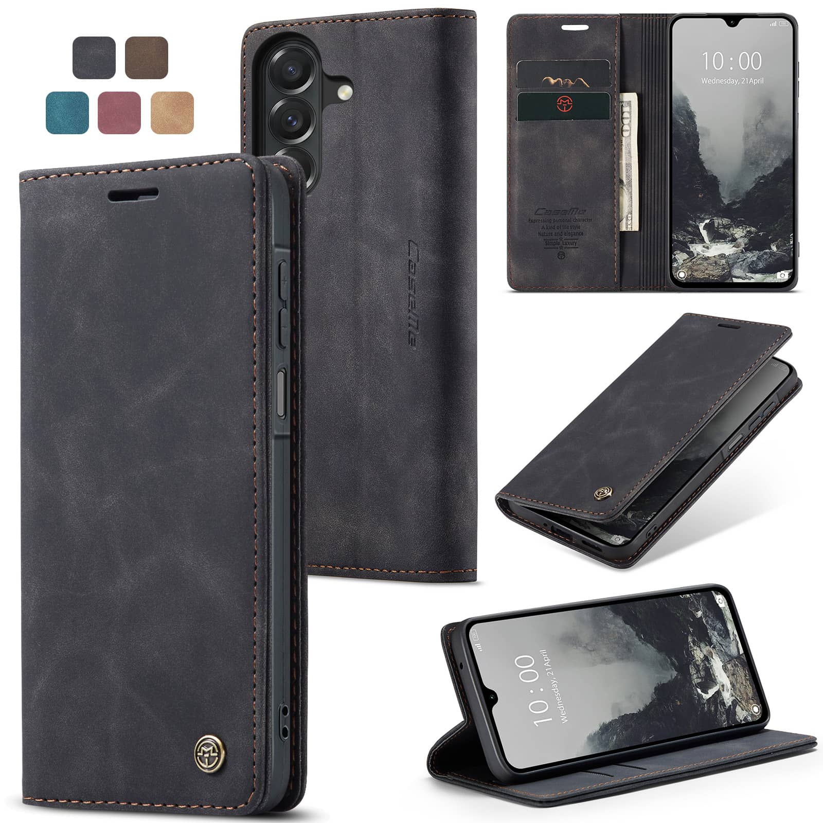 Leather Folio Wallet Case - Capa Carteira Flip para Samsung Galaxy