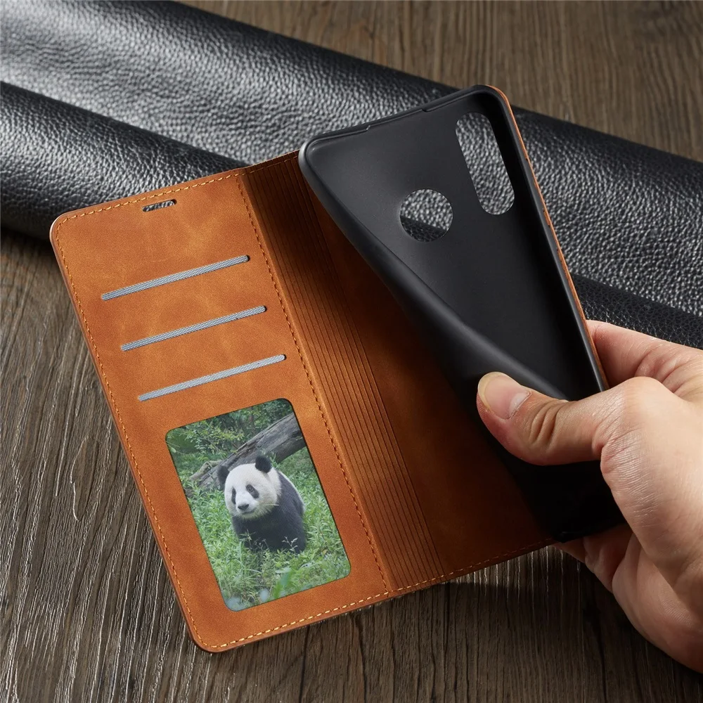 Leather Folio Wallet Case - Capa carteira de couro para huawei