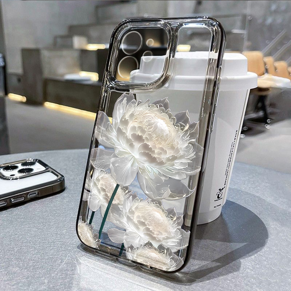 Phone Cases Dior - Capa Transparente de Flor de Lótus
