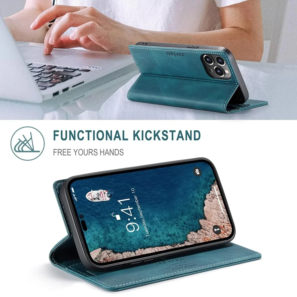 Casos de couro para iphone 16  - Leather Folio Wallet Case avaliação e preço
