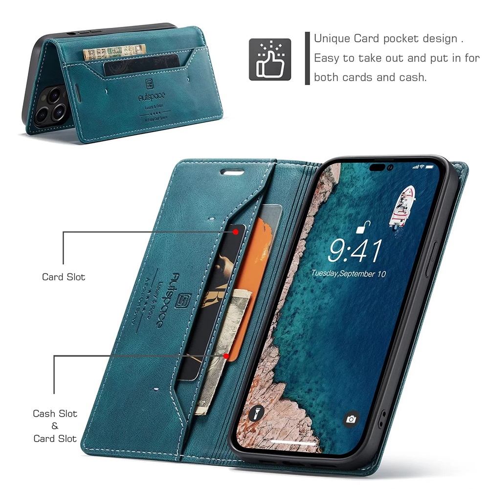 Casos de couro para iphone 14  - Leather Folio Wallet Case avaliação e preço
