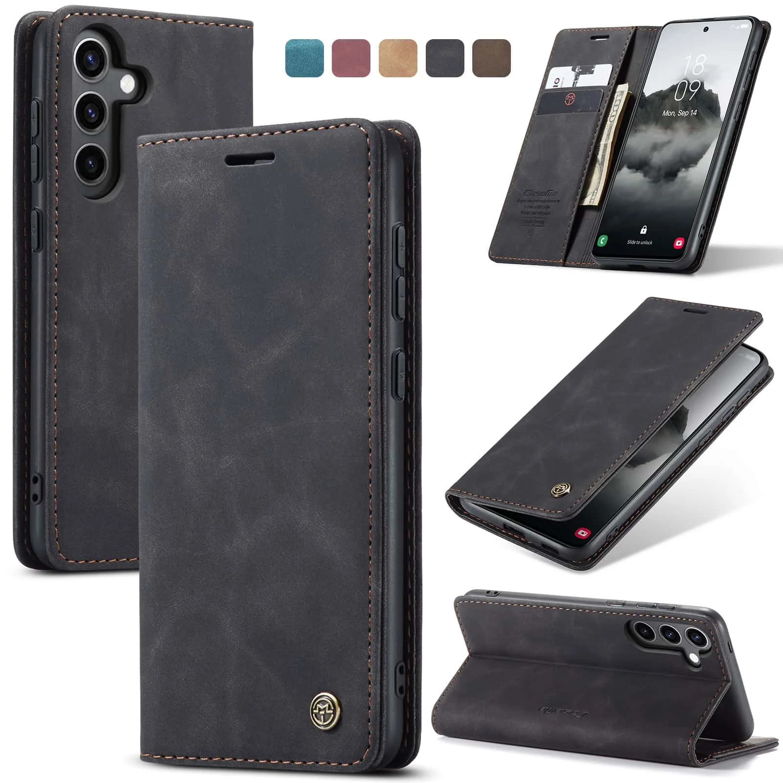 Capa Flip de Couro Retrô para  - Leather Folio Wallet Case avaliação e preço