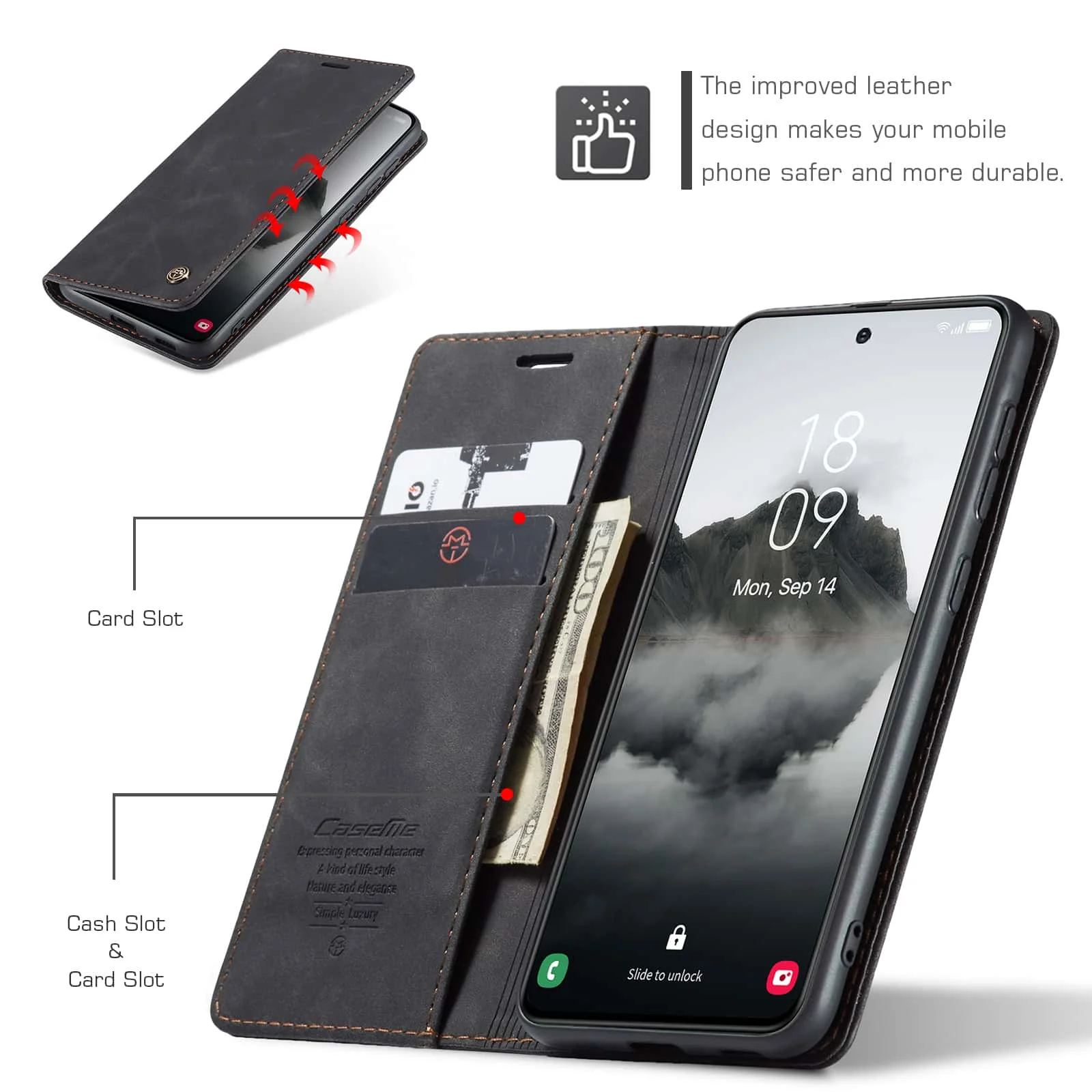 Capa Flip de Couro Retrô para  - Leather Folio Wallet Case avaliação e preço