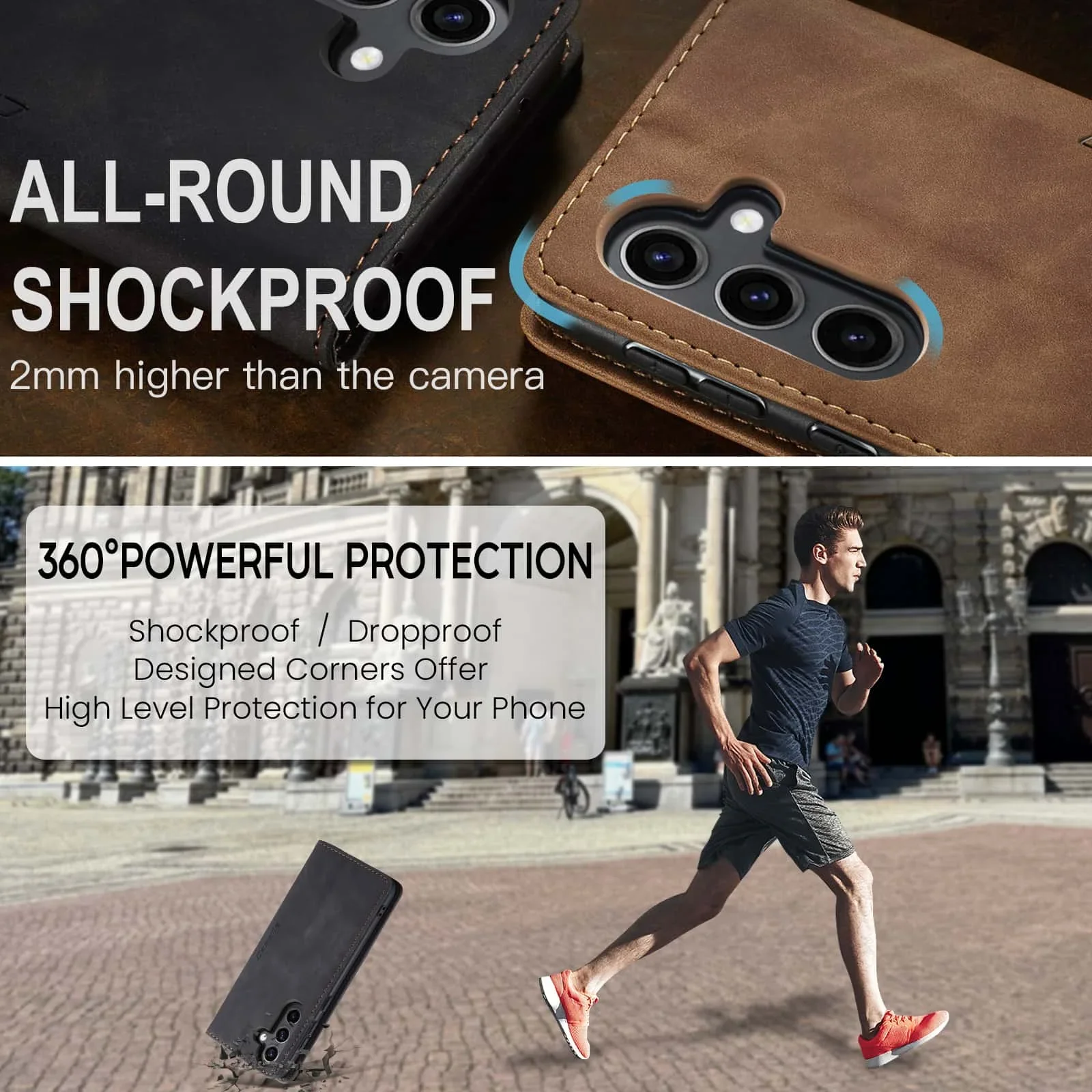 Capa Flip de Couro Retrô para  - Leather Folio Wallet Case avaliação e preço